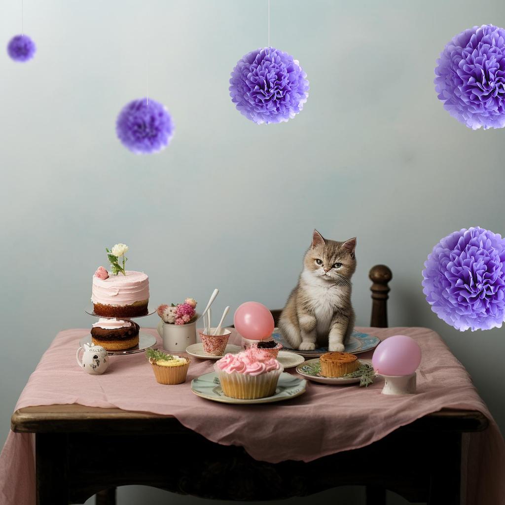 1pcs Set 7.8inch Purple Paper Hanging Flowers Pom Pom Paper For Birthday Party Pom Pom Paper Balls Flower Balls Paper