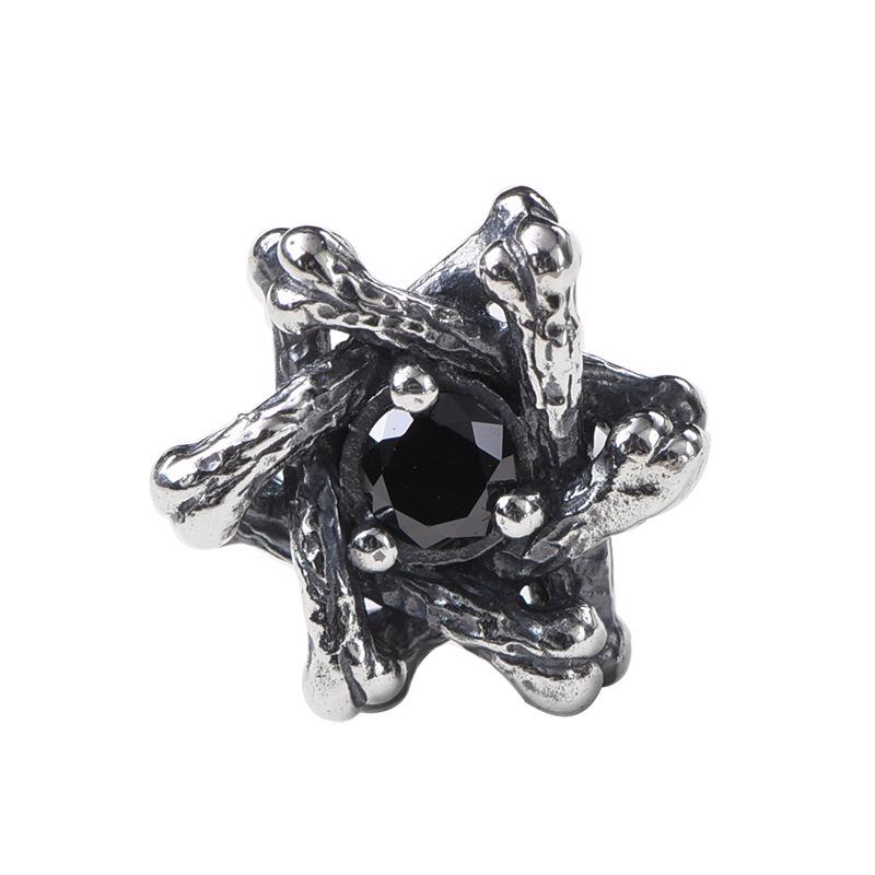 Men's Trendy Black Six-Pointed Star Stud Earrings - Vintage Ear Jewelry