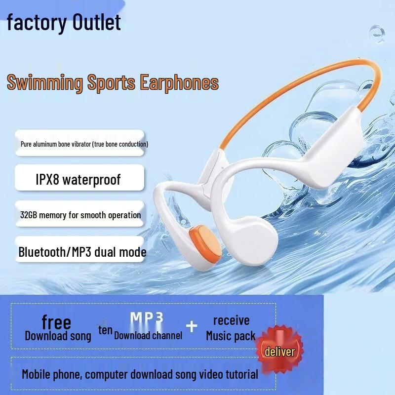 X7 Pro Waterproof Bone Conduction Bluetooth Headphones with 32G Memory and 8-Level Swim & Run Mode