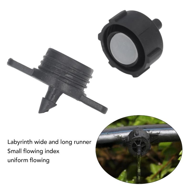 100pcs Drip Emitter 4mm Pressure Compensation Uniform Flowing PP Irrigation Watering Dripper Emitter For Large Terrain 4L Black
