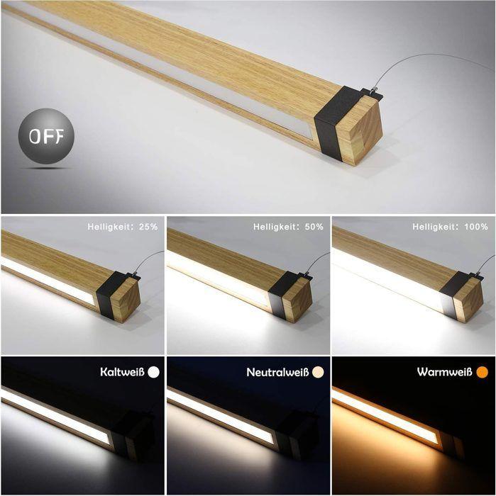 Lampe à suspension LED - NETTLIFE - 100 cm - Bois clair - Dimmable - Style scandinave