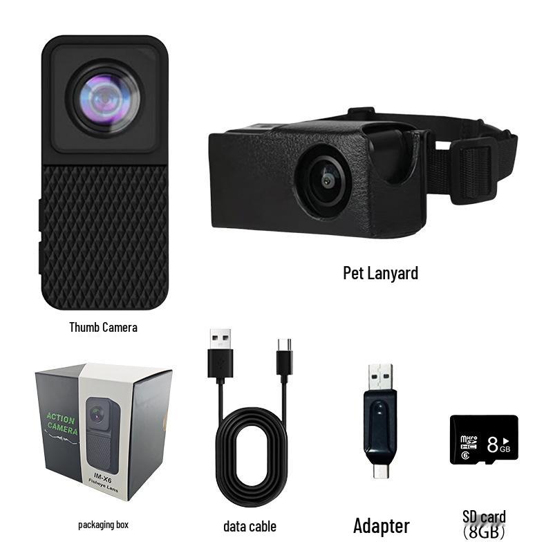 HD Pet Sports Camera with 160° Ultra-Wide Fisheye Lens & Loop Recording
