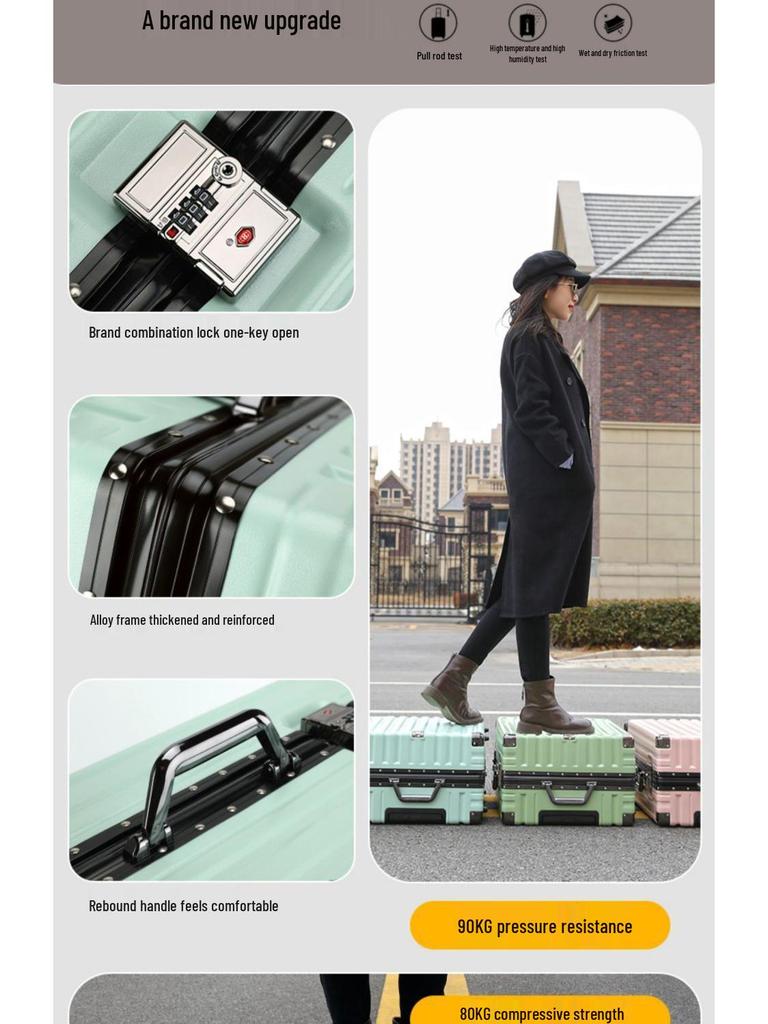 Durable Leather Carry-on Trolley with Combination Lock for Students and Men