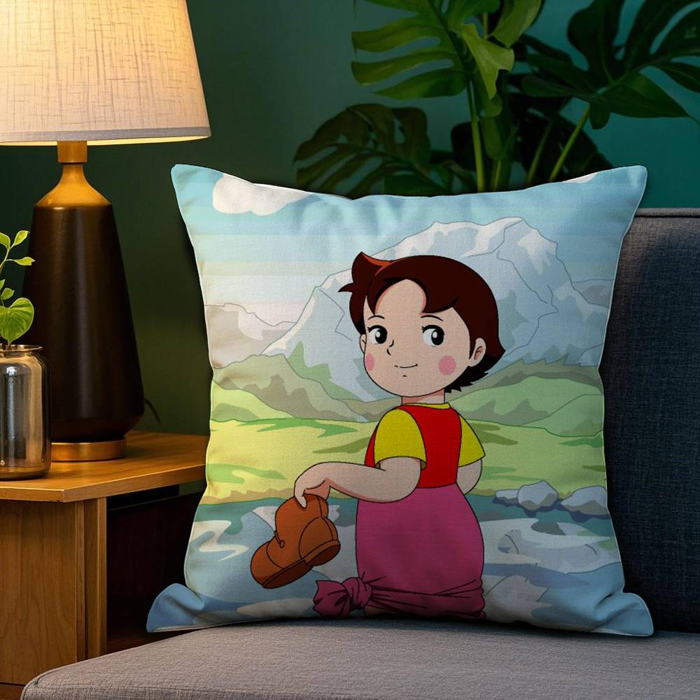 Film H-Heidi Mädchen Kissenbezug Sofa Wohnzimmer Schlafzimmer Beidseitiger Druck Quadratisches Kissen Nickerchen Kissenbezug