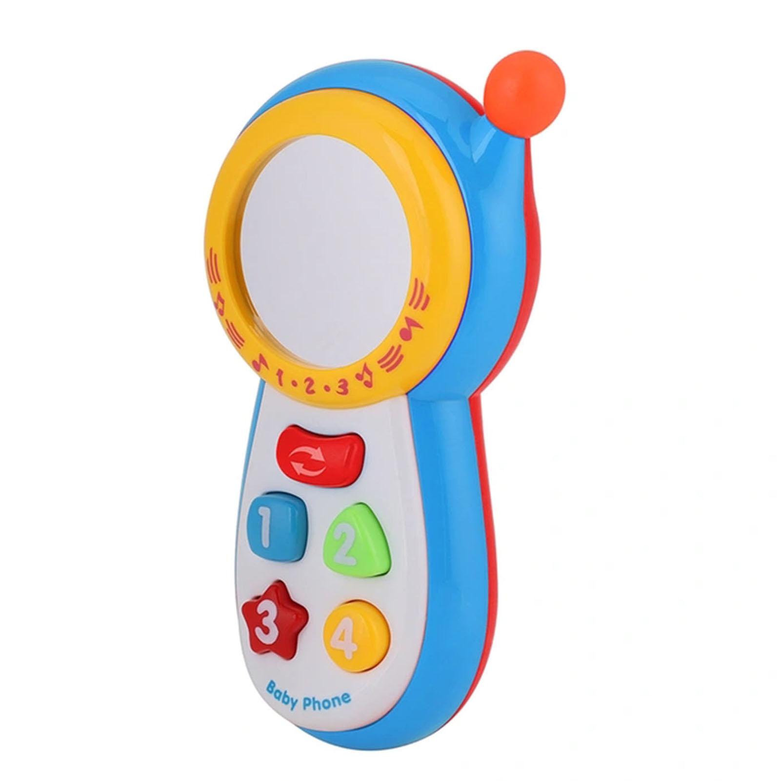 

Puzzle Baby Mobile Phone Toy With Sounds Round Mirror Early Educational Toy For 0-3 Years Old Kid небесно-голубой