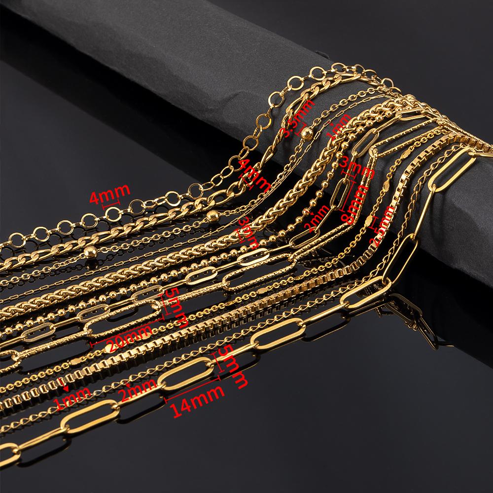 2Meters Multi-Style Stainless Steel Gold Color Link Chain for DIY Women Man Bracelet Necklace Chains Jewelry Making Accessories
