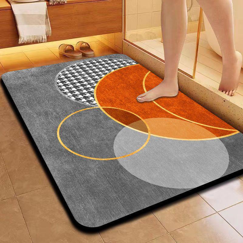 Simple Bathroom Door Diatomaceous Earth Floor Mat - Water Absorbent, Stain Resistant, Wear Resistant, Easy to Clean Foot Pad