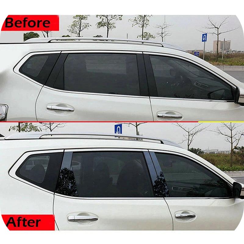 8Pcs Gloss Black Pillar Posts Cover Fit For Nissan X-Trail Rogue T32 2014- Door Window Moulding Trim Sitcker Accessories