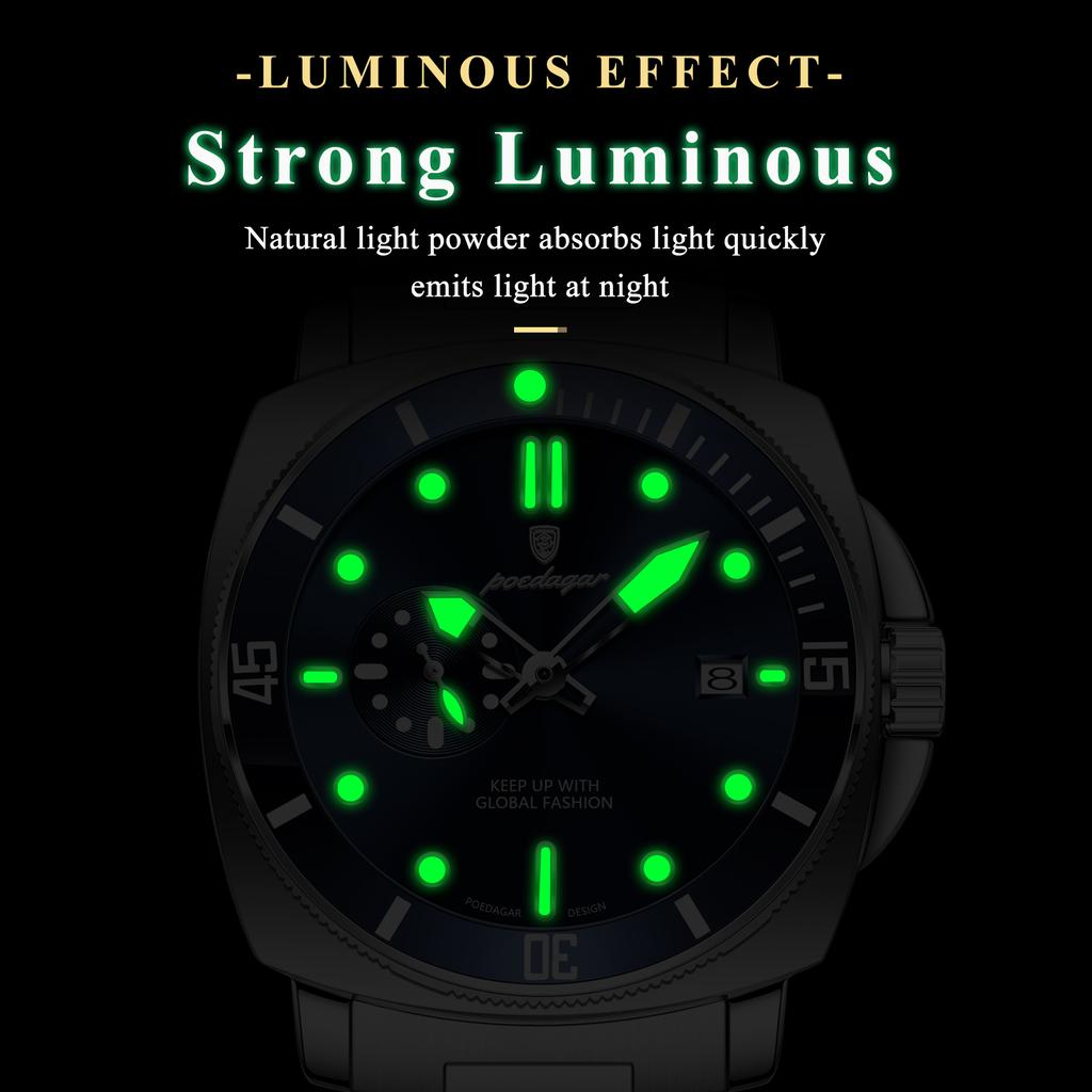 POEDAGAR Fashion Luxury Watch For Men Waterproof Luminous Date Men's Watches Stainless Steel Business Quartz Male Wristwatch