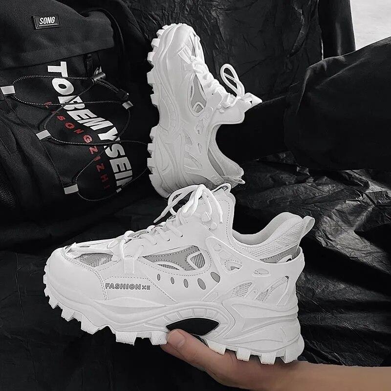 Buty wulkanizowane luksusowe trampki męskie Harajuku masywne trampki jesienne czarne obuwie do biegania męskie wysokiej mody Zapatos Hombre
