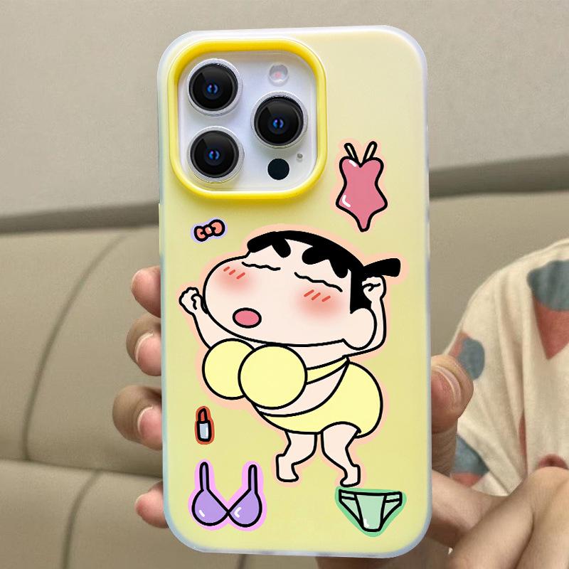 Crayon Shin-chan Kompatibelt iPhone-skal (Modeller 16 - 17 Pro Max, 14 Stort Hål, 11 - 12, Jelly 15P)