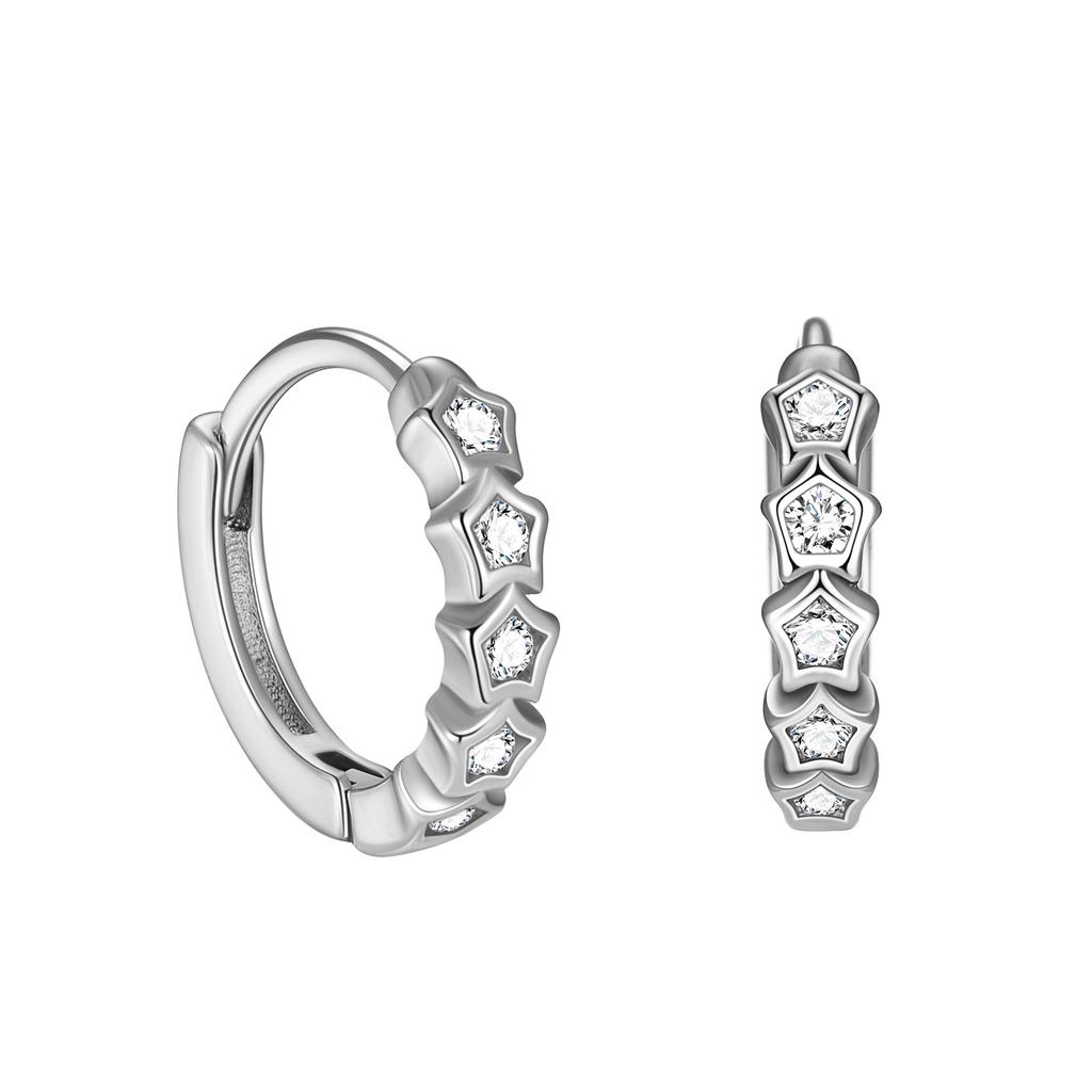 925 Sterling Silver Star Zircon Hoop Earrings for Women, Minimalist Shiny Cubic Zirconia Huggie Earrings Fashion Jewelry Gift