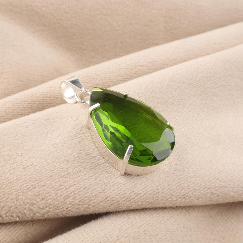 Natural Peridot  Gemstone Silver Women Pendant 1.60" Handmade 925 Sterling Silver Partywear Jewelry For Gift PP-67-1