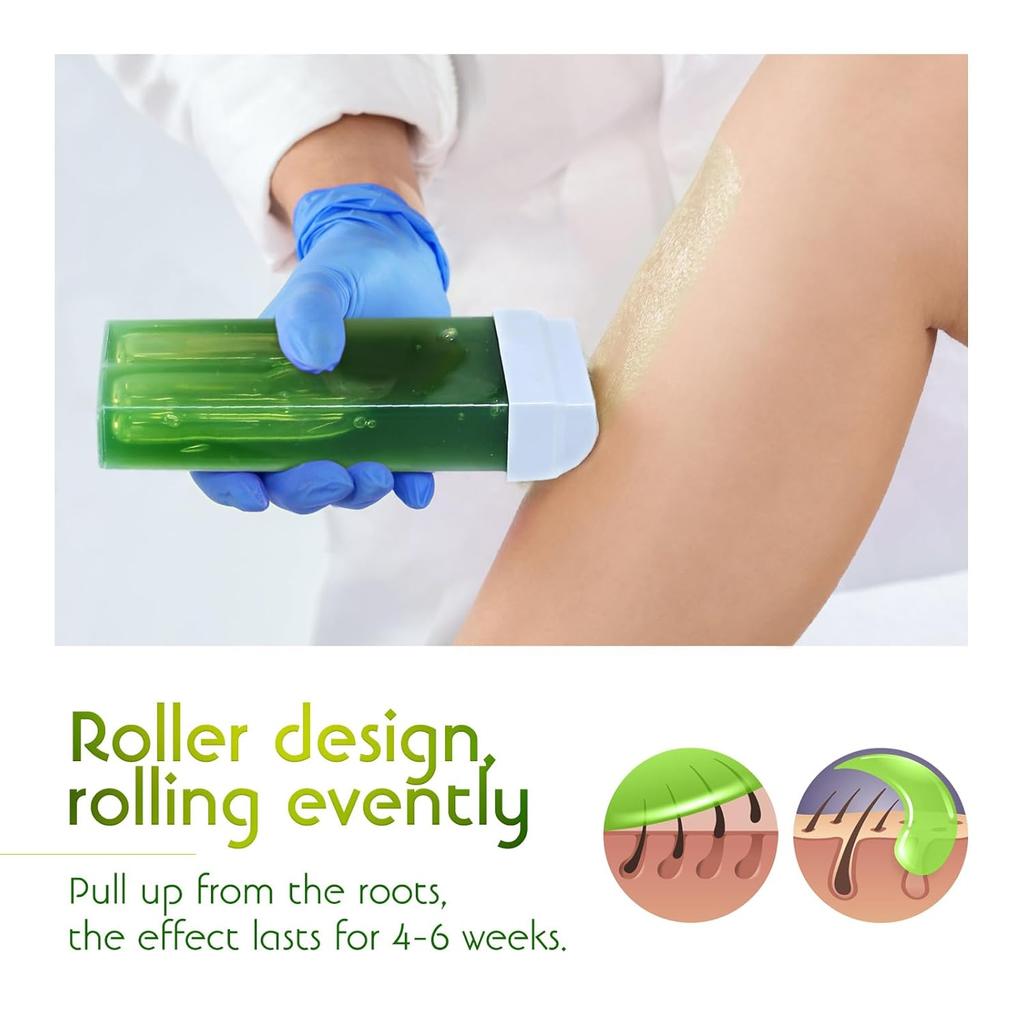 Roll On Refill Hair Removal Wax Painless Depilatory Wax Roller Aloe Wax Body Hair Removal For Any Roll On Wax Warmer Cartridge