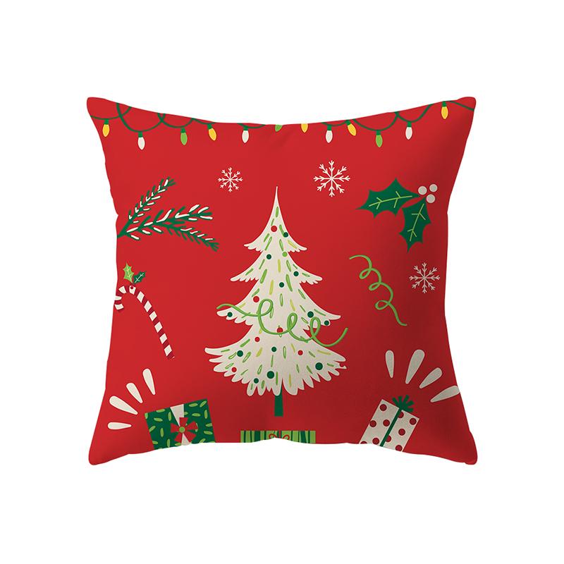 Christmas Theme Cute Santa Claus Print Pattern Cushion Cover Home Living Room Sofa Decoration Pillow Pillow Cover
