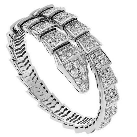 925 Silver CNC Diamond Spirit Snake Bangle: Stylish Two-Circle Snake Bone Bracelet with Full Diamond Accents