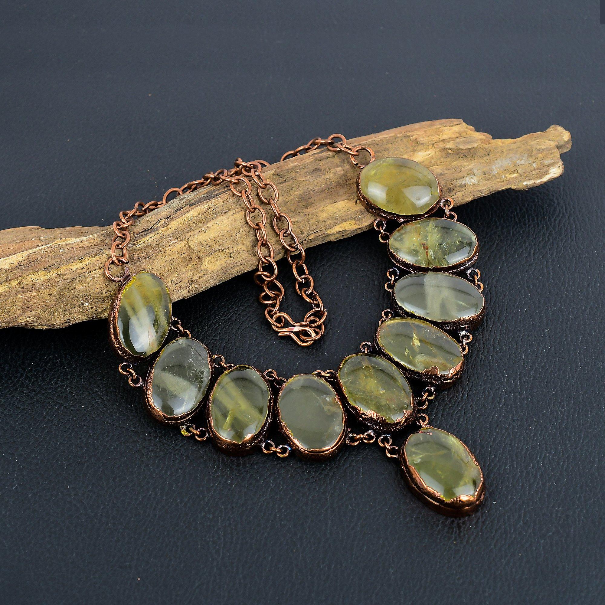 

Flourite Copper Electroformed Necklace with Adjustable Chain, Handmade Gemstone Jewelry Necklace For Memorial Day 2.55 Inches