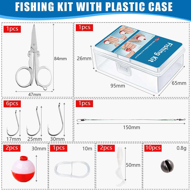 24Pcs/Set Emergency Fishing Kit Portable Mini Tackle Box With Cutters/Floats/Sinkers For Bass/Kayak Fishing Tackle