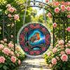 2D Flat, Acrylic Puzzle Sun Catcher, Lark Rose Starry Sky Round Painted Theme Sun Catcher Puzzle, Home Garden Decoration, Suitable for Christmas, Than