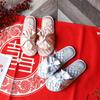 Four Seasons Wedding Slippers A Pair of Women's New Spring and Autumn Festive Red Silk Dowry Non-slip Home Slippers