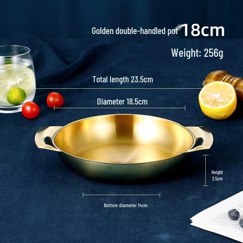 ZISIZ Gold Stainless Steel Double-Handle 3-Compartment Serving Plate