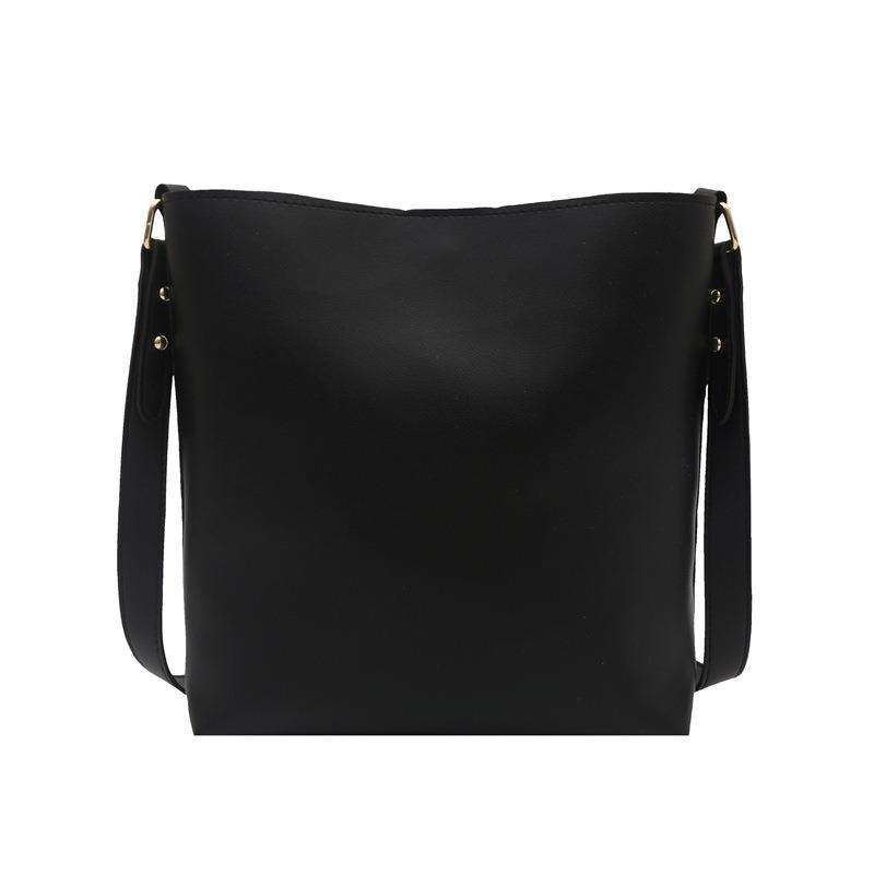 Large Capacity Retro Simple Korean Style Fashion Single Shoulder Crossbody Bucket Bag