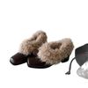 Square-toed Shoes, A Pair of Retro Fleece Warm Shoes, Cotton Shoes and Chunky Single Shoes