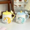 Cute Rainbow Unicorn Ceramic Mug with Lid Spoon Girl Heart Drink Water Cup Office Coffee Cup Gift