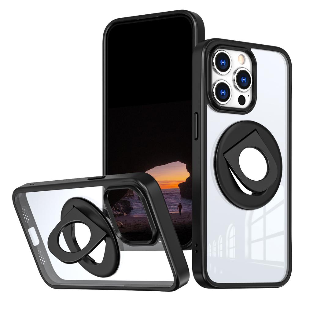 For IPhone 14/15/16 Pro Phone Case Ring Rotating Bracket for Apple 16 Plus Magnetic Transparent Case