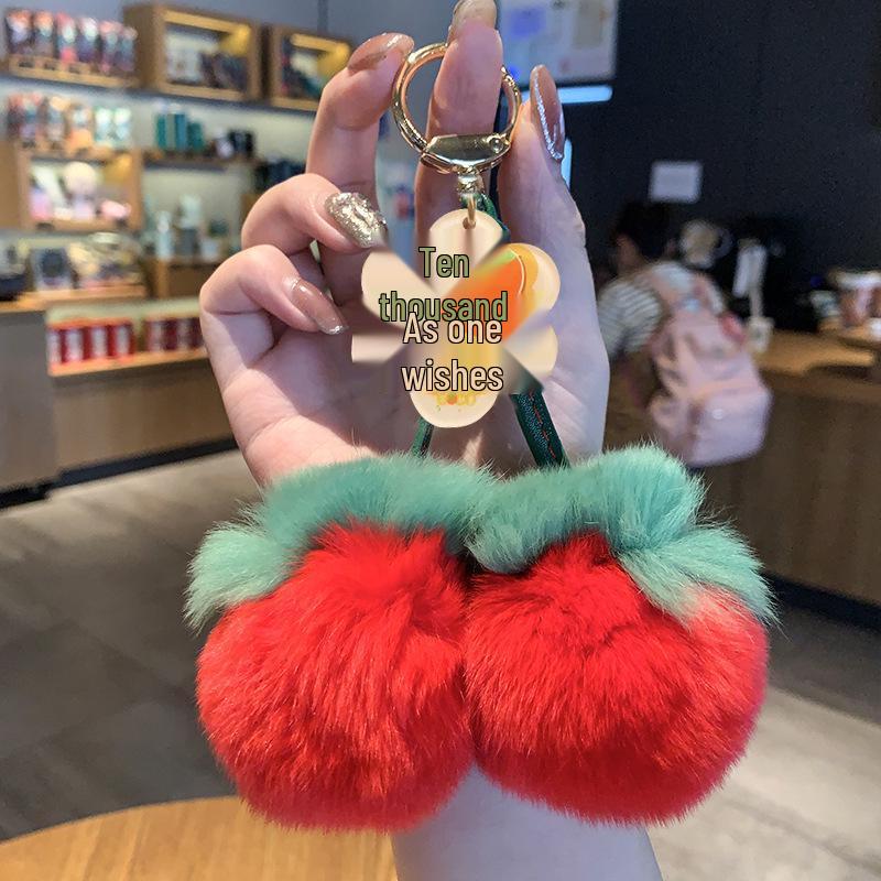 Plush Peach & Persimmon Pendant Keychain - Good Luck Bag Charm
