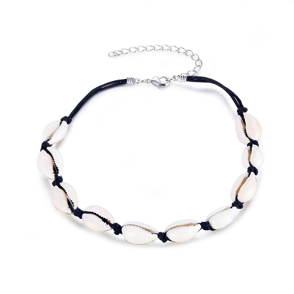 

2024 богемное ожерелье из натуральной ракушки и хлопковой веревки, колье-цепочка, женская мода, ювелирные изделия, подарки для вечеринок чёрный