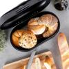 Bread Bin for Bread Rolls Metal Black Kitchen