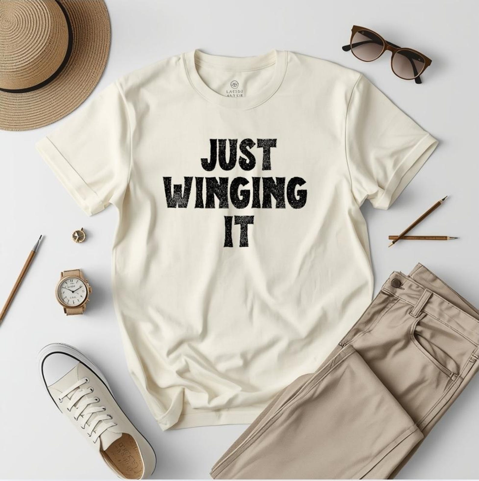 Just Winging It Shirt, Funny Sarcastic Tee, Everyday Chaos Graphic Shirt, Introvert Humor Tshirt, Casual Funny Tee 2XL