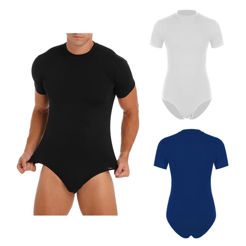 Kortermet underskjorte for menn Bodysuit Ensfarget trikot topp Clubwear
