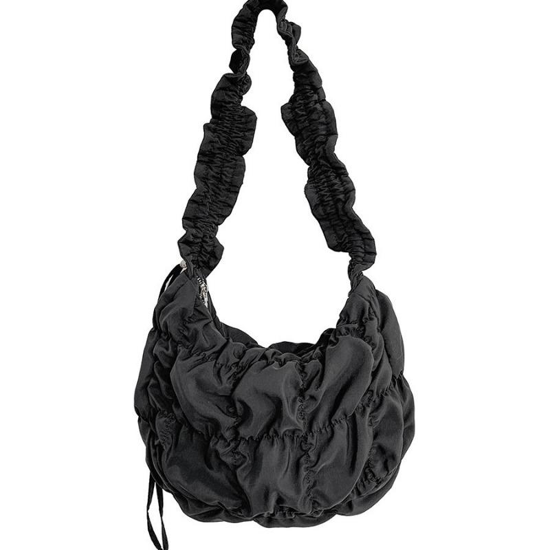 New pleated puff cloud bag solid color fashion shoulder messenger bag casual large capacity nylon dumpling bag