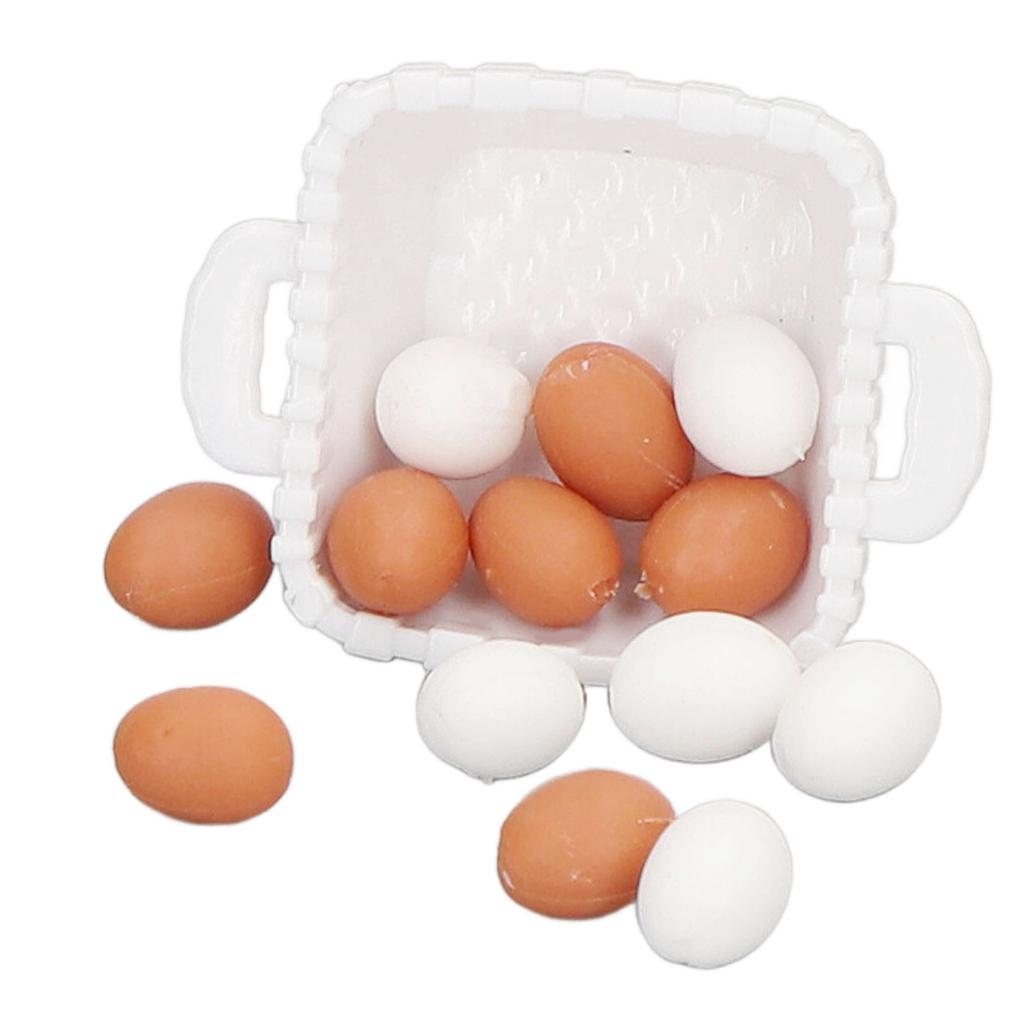 Dollhouse Egg Model 1:12 Scale Plastic Doll House Food Egg Model with Basket for Kids Children