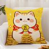 Neko Rich L-Luck Money Cat Cushion Cover Premium Comfort Reversible Pillow Cover - Dual - Use Design For Home & Car