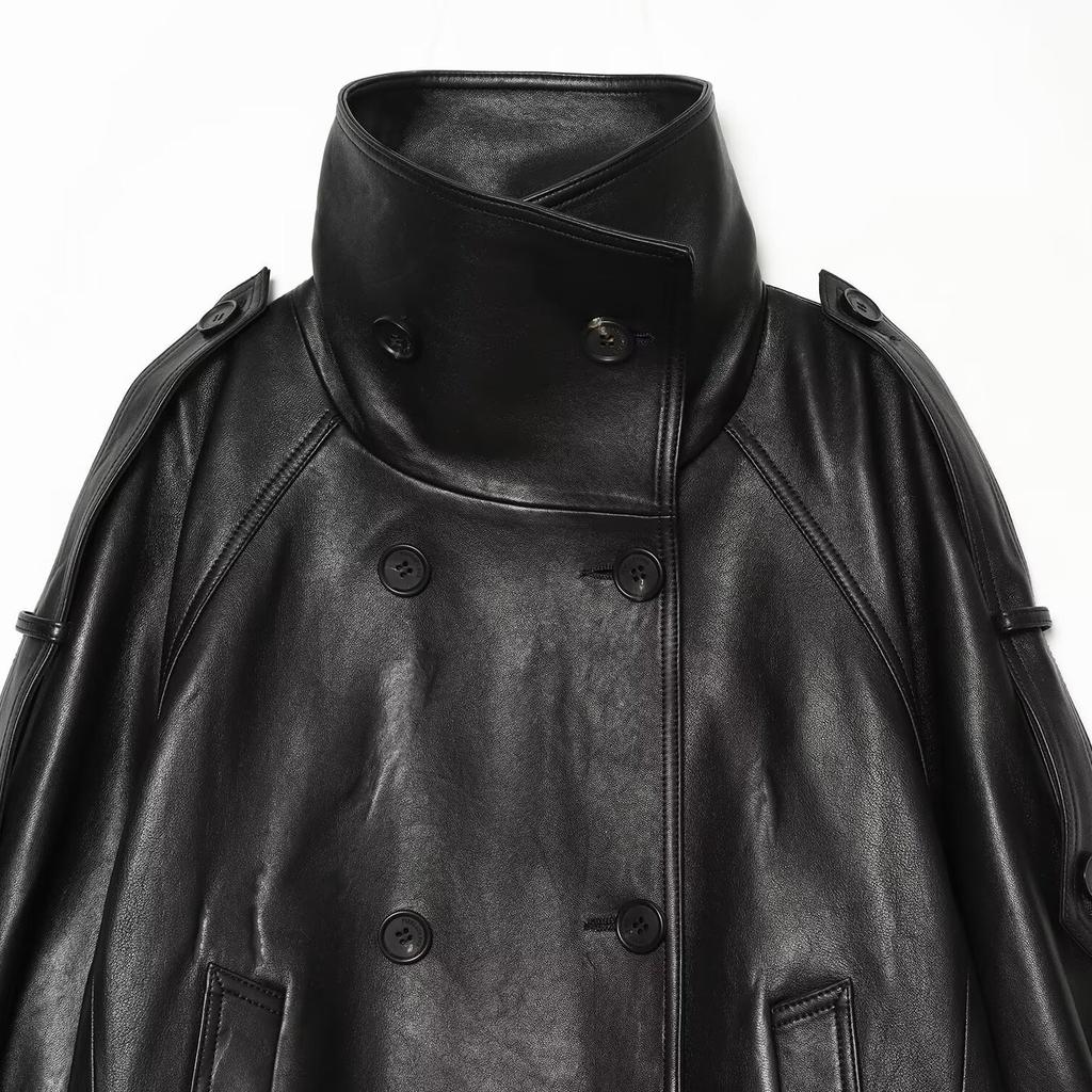 European and American style, new women's clothing, fashion, temperament lapel leather jacket short jacket 8611AFG107