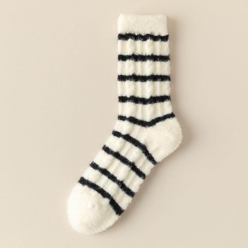 Female Winter New Warm Stripe Heel Cloth Standard Floor Tube Socks