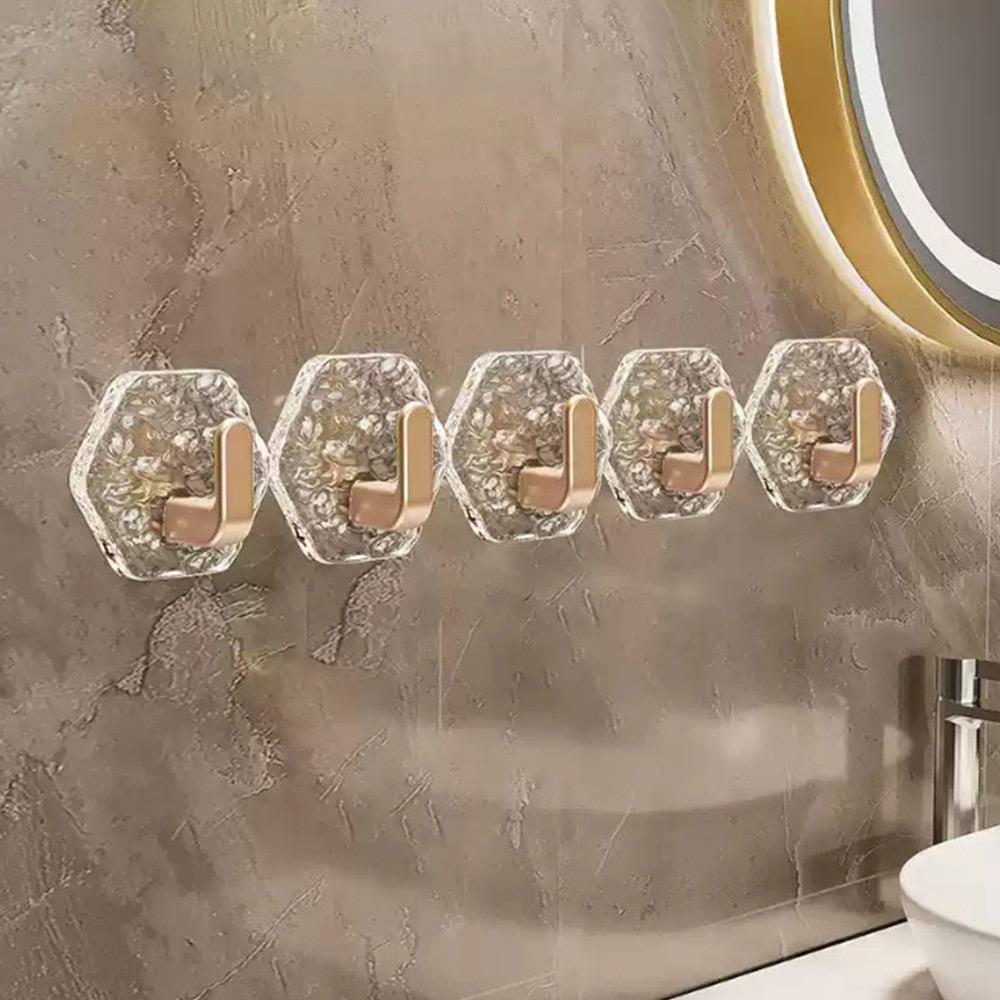 5pcs/set Hexagonal Punch-free Hooks No Trace Home Interior Hooks Self-Adhesive Hooks  Dormitory