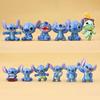 12Pcs Anime Cartoon Figure Cute Stitch Model Toys Car Ornaments Home Decoration