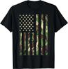 Distressed Camo American Flag Graphic TShirt Cotton Short Sleeve Round Neck Tee for Unisex