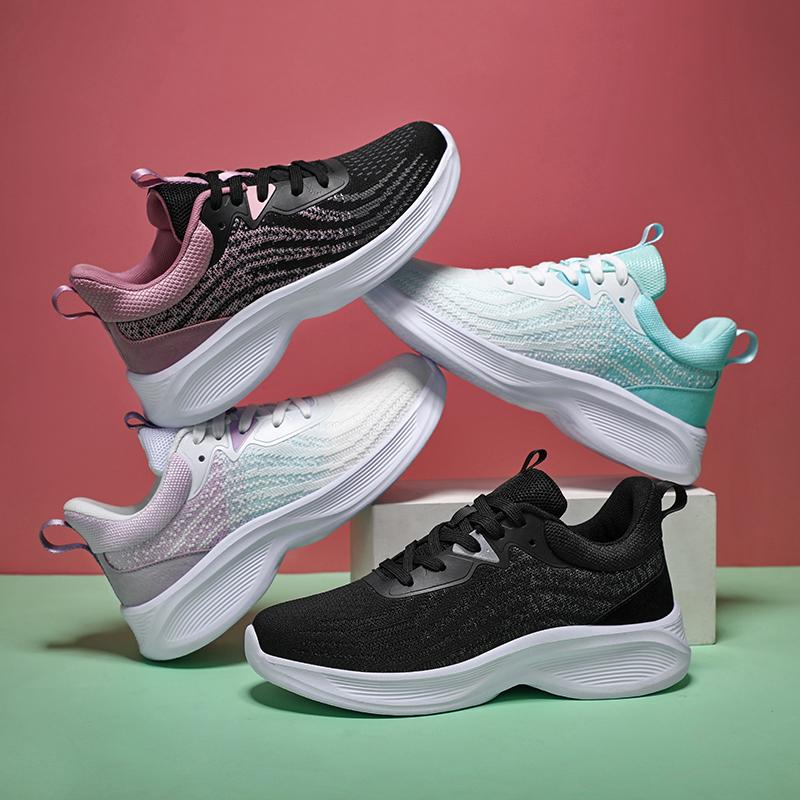 Knitted Running Sports Shoes Women Breathable Mesh Casual Sneakers Soft Sole Comfort Outdoor Trainers for Walking Jogging
