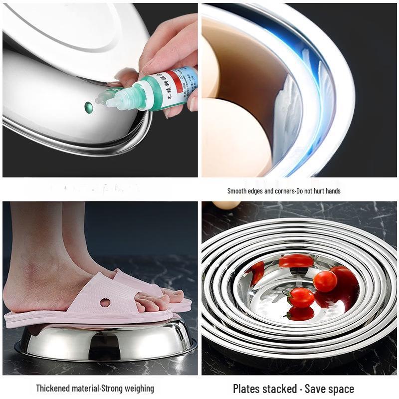 304 Stainless Steel 3-Compartment Deep Round Serving Plate