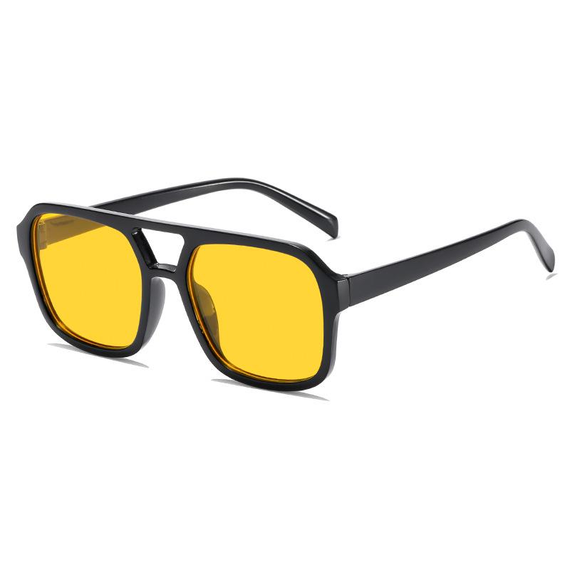 Candy-Colored Double-Beam Retro Square Sunglasses – Trendy UV Protection Specs