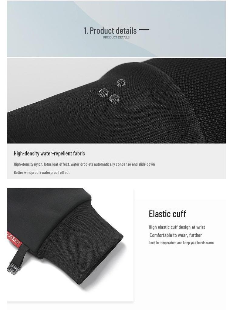 Touchscreen-Fahrradhandschuhe für den Winter für Herren – warm, winddicht, wasserdicht, mit Samtfutter, für draußen/kaltes Wetter.