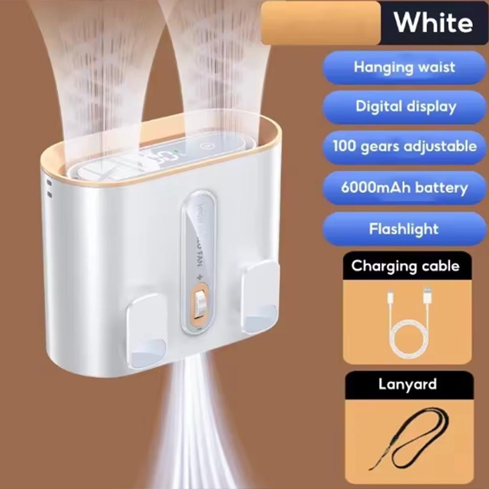 100 Speeds Wind Hanging Neck Fan with Strong Light Flashlight Personal Cooling Fan  Sports