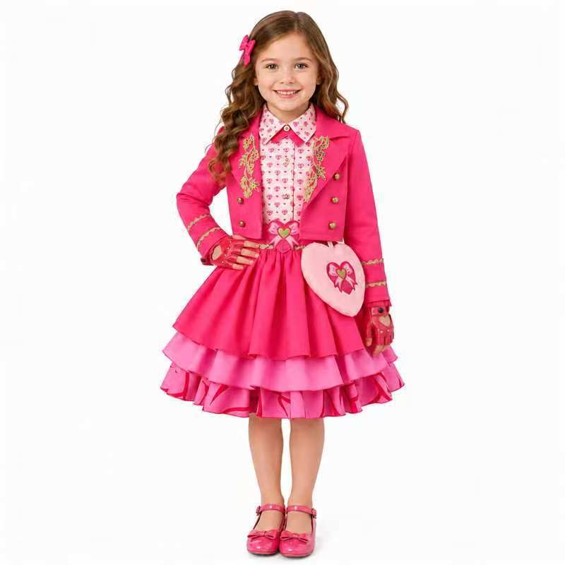 2026 New Hot Descendants Red Kids Dress Set Halloween Stage Performance Costume
