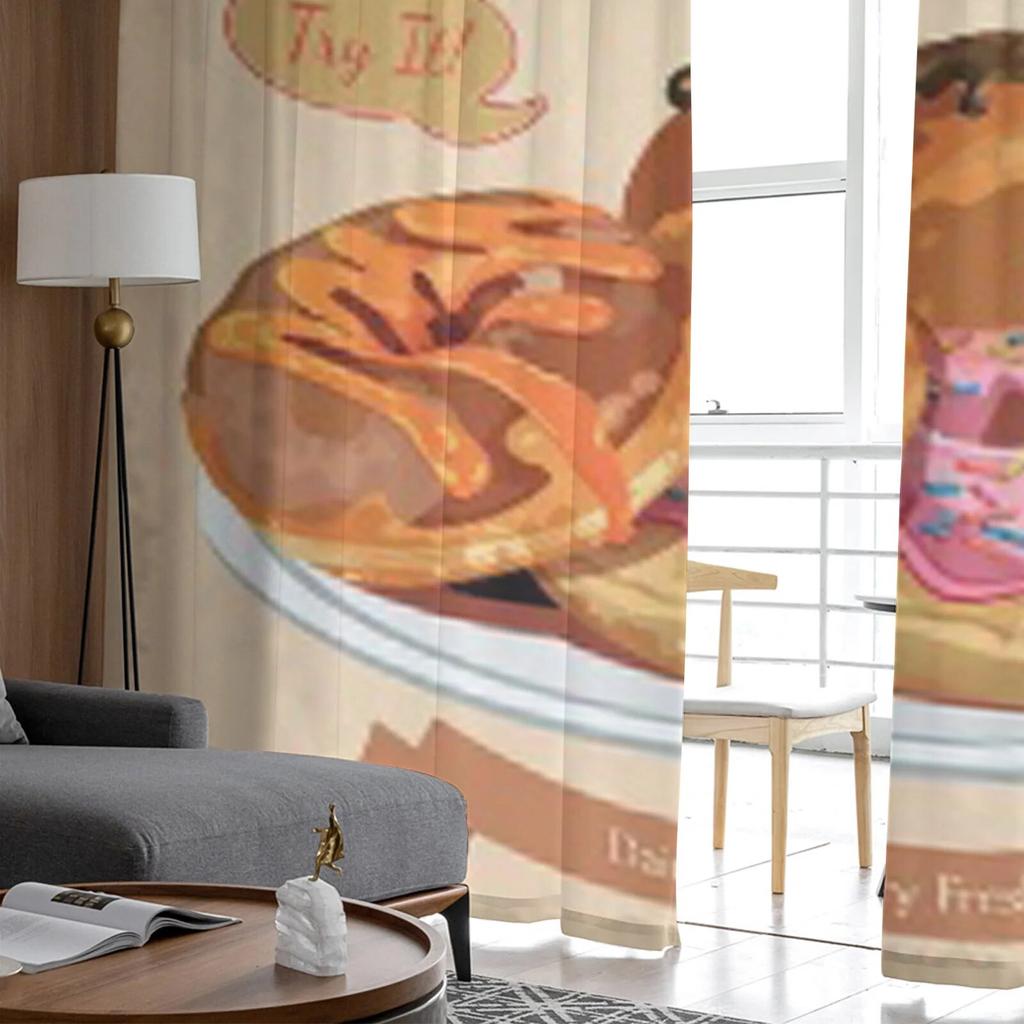 Vintage Donuts Poster With Label Sheer Curtains for Living Room Transparent Tulle Window Curtain Bedroom Kitchen Veil Drapes