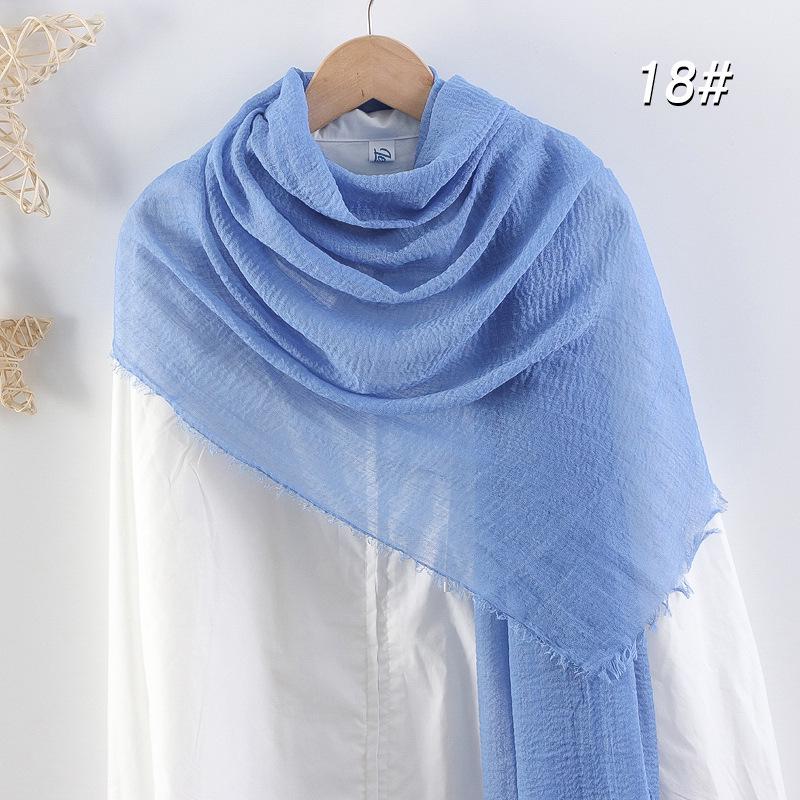 Women's Cotton Linen Silk Scarf - All-Season, Solid Color, Versatile Head and Sunshade Wrap